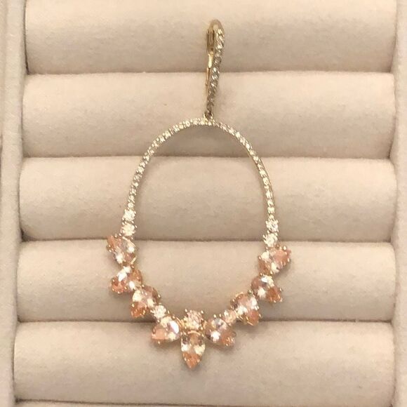 Nordstrom | CZ Statement Drop Earrings | Gold Tone | 2.25” Drop - Picture 2 of 3